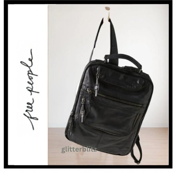 Free People East End Leather Backpack in True Black - FACTORY SEALED - Picture 15 of 15